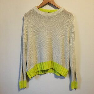 Design Lab Grey & Acid Yellow Slouchy Knit Colorblock Sweater